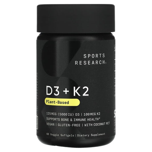 Sports Research D3 + K2 Plant Based 125 mcg/100 mcg 60 Veggie Softgels