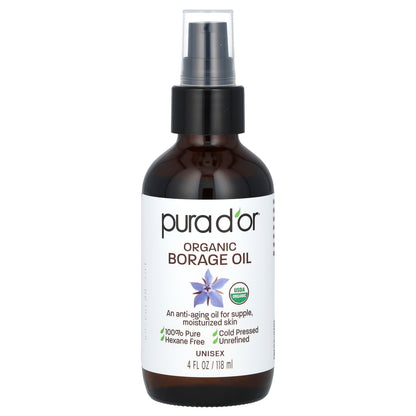 Pura D'or Organic Borage Oil 4 fl oz (118 ml)