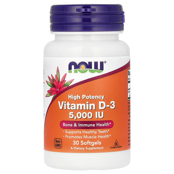 NOW Foods Vitamin D-3 High Potency 5000 IU 120 Softgels