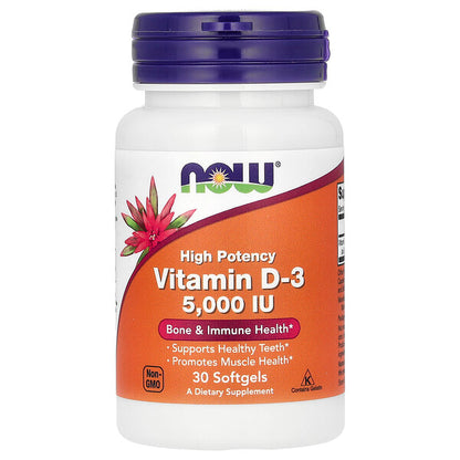 NOW Foods Vitamin D-3 High Potency 5000 IU 120 Softgels