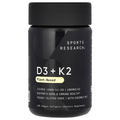 Sports Research D3 + K2 Plant Based 125 mcg/100 mcg 60 Veggie Softgels