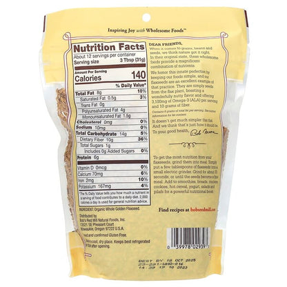 Bob's Red Mill Organic Whole Golden Flaxseed 13 oz (368 g)