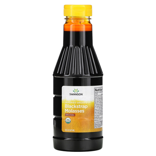 Swanson Certified Organic Blackstrap Molasses Unsulfured 16 fl oz (473 ml)