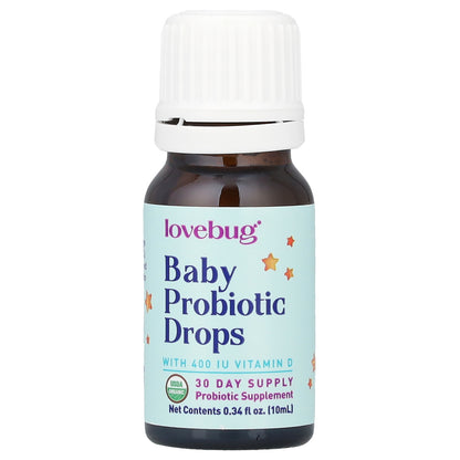 LoveBug Probiotics Baby Probiotic Drops with Vitamin D 0.34 fl oz (10 ml)