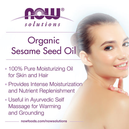 NOW Foods Solutions Sesame Seed Oil Certified Organic 8 fl oz (237 ml)