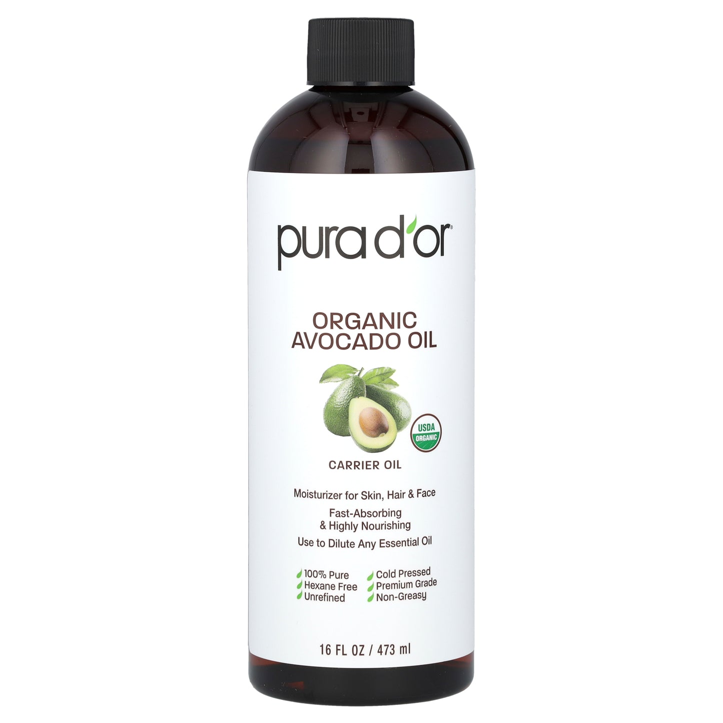 Pura D'or Organic Avocado Oil 16 fl oz (473 ml)